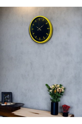 36 Cm Sarı Dekoratif Duvar Saati Renkli 91546540