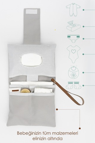 Bebek Alt Açma Bakım Çantası, Bebek Organizeri,junior Serisi,gri Gri