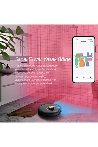 Yui S7 NoMopZone Özellikli Akıllı Robot Vacuum&Mop Süpürge Siyah