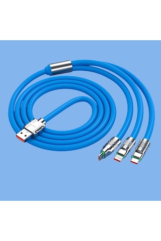Zmc Bilişim Kutulu 3 Şarj Aleti 1 Arada Çinko Alaşım Hızlı Şarj Kablosu Mavi 3 İn 1