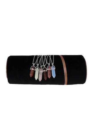 Taru.pasaj Çivi Model Doğal Taş Ametist Kolye Mor