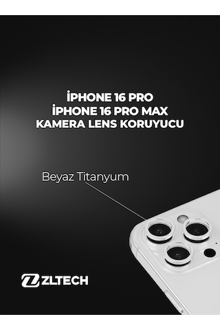 İphone 16pro/16promax Uyumlu Kamera Lens Koruyucu Beyaz Titanyum