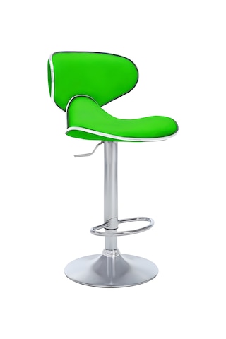 Bürocci Zen Bar Taburesi - Yeşil Modern Deri Metal Ataklı Yüksek Tezgah Sandalyesi - 9549s0513 Yeşil