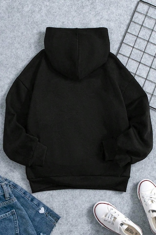Korku Karakterleri Baskılı Erkek - Kız Çocuk Rahat Kalıp Sweatshirt Siyah