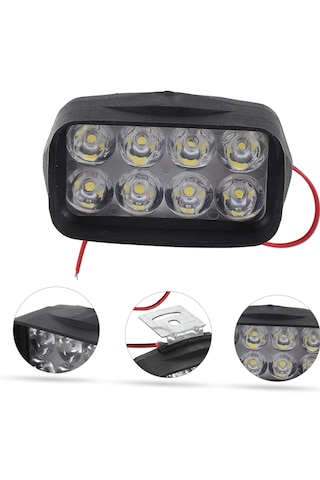 Motosiklet Sis Farı 8 Ledli 12 V Tekli Plastik Gövdeli