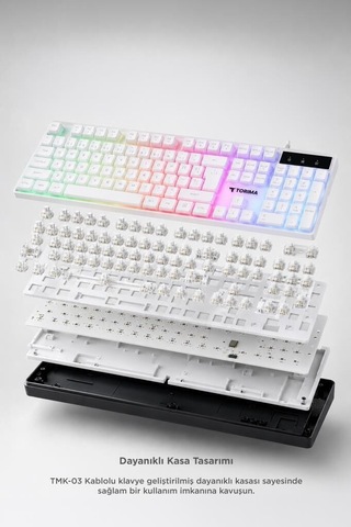 Oyuncu Rgb Işıklı Kablolu Q Klavye Ve Mouse Seti Tmk03 Beyaz Giriş Aygıtı Renkli Ekipman