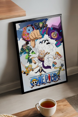 One Piece Siyah Ahşap Çerçeveli Poster, Anime Duvar Tablosu