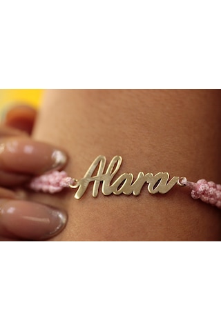 Diamine 14 Ayar Altın İsim Bileklik İp Bileklik Sarı Altın