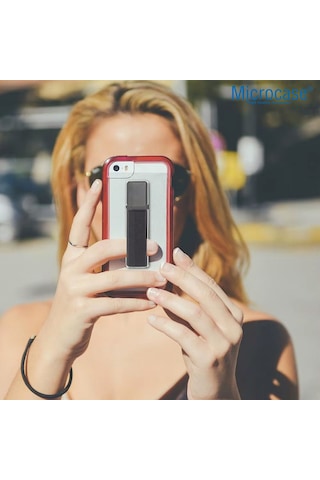Microcase Üniversal Telefon Arkası El Parmak Tutucu Metal Mıknatıslı Standlı Cep Telefonu Tutacağı - Al4938 Siyah