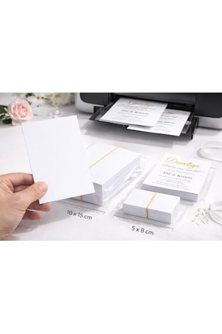 Boş Davetiye Ve Yemek Kartı Seti 300 Gr Yerli Bristol 1. Hamur Kalın Karton 10x15 Cm Davetiye 50 Adet + 5x8 Cm Yemek/isim Kartı 50 Adet Düğün, Nişan, Organizasyon İçin.