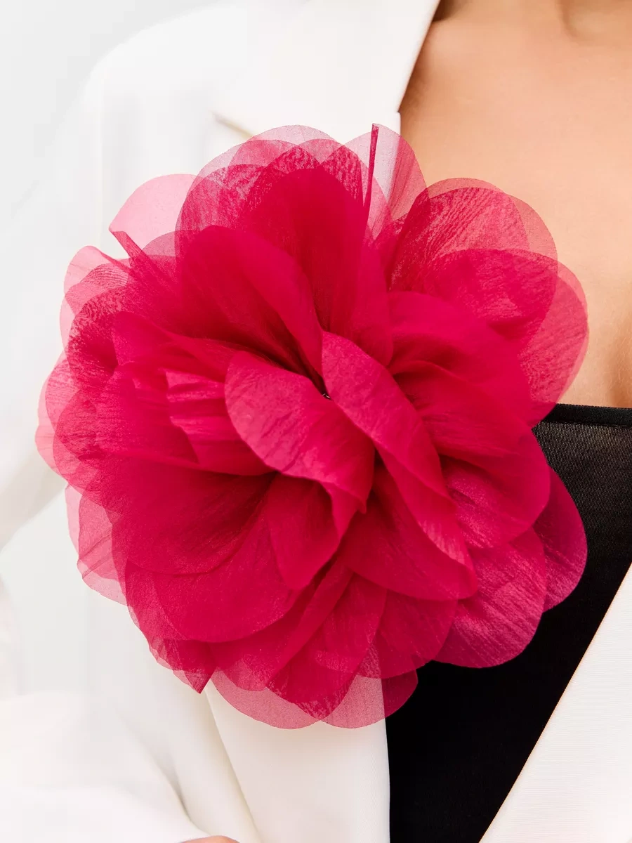 Labbıje Büyük Broş Kumaş Çiçek Fiyonk 225129736 Şarap Rengi