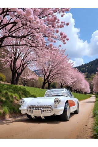 Nostaljik Metal Çek Bırak Beyaz 1957 Chevrolet Corvette Araba Kapılar Açılır Diğer