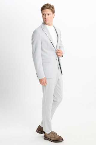 Ac&co Erkek Acık Grı Slim Fit Mono Yaka Çizgili Kapak Cepli Takım Elbise Açık Gri