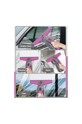 Ezere Clearview Şarjlı Cam Temizleyici Silme Makinesi Mikrofiber Başlıklı, Siyah Diğer