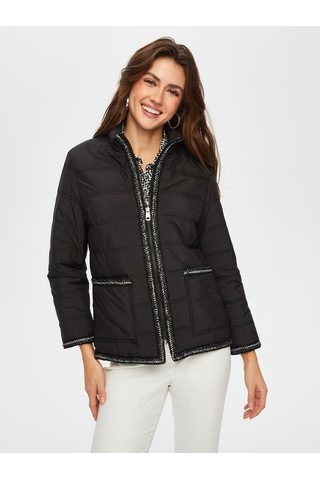 Simli Şerit Detaylı Kapitone Mont 002 Us25kmt00210 Siyah