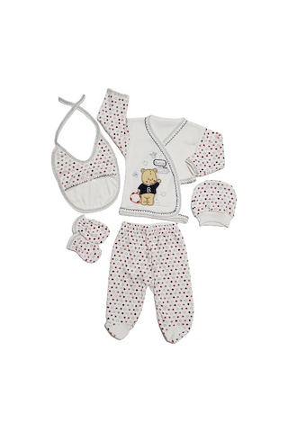 We Bombinoo 5li Zıbın Seti Ayıcık Nakışlı Hastane Çıkışı Çok Renkli