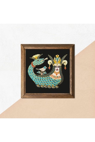 Şahmeran Taş Duvar Tablosu - Ahşap Çerçeveli Taş Tablo - 25x25 Cm - Dekoratif Duvar Sanatı - Modern Ev Ve Ofis Duvar Dekoru W1-08
