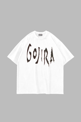 Flood Of Style Gojira Baskılı Oversize Unisex Beyaz Çok Renkli