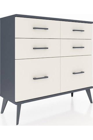 Arges Şifonyer 6 Çekmeceli 88x30x80 Antrasit-antrasit/aytaşı Antrasit/aytaşı