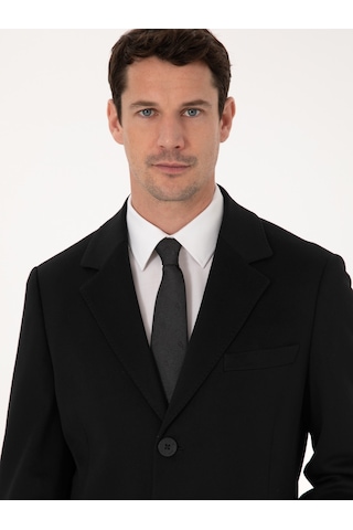 Cacharel Siyah Slim Fit %100 Kaşmir Palto