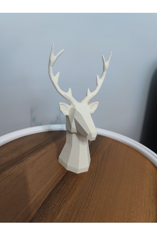 Geyik Figürlü Modern Dekoratif Hediyelik Biblo Kemik Beyazı 22cm Gizzstore Home