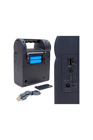 Magicvoice Fp-26 Usb Sd Radyo Fm Bluetooth Destekli Fenerli Taşınabilir Hoparlör Radyolu Işıldak Şarjlı El Feneri