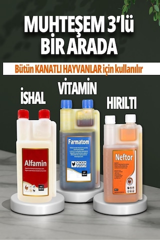 3lü Set Farmatom Vitamin Alfamin Ishal Neftor Hırıltı Seti - 500 Ml