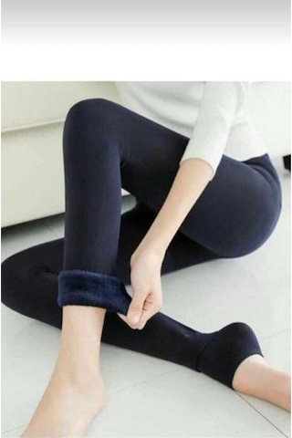 Larosa Lingerie Kadın Siyah Termal Peluş Likralı Kışlık Taytsiyahxl Siyah