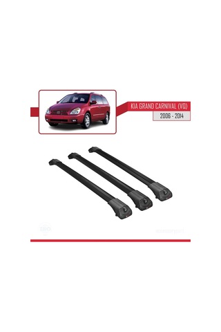 Kia Grand Carnival Vq 2006-2014 Arası İle Uyumlu Ace-1 Ara Atkı Tavan Barı Siyah 3 Adet Bar
