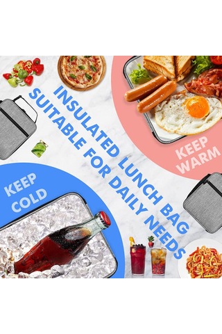 Ru-yalıtımlı Öğle Yemeği Çantası Rulo Üstlü Öğle Yemeği Kutusu Tote Öğle Yemeği Çantası Açık Gri --