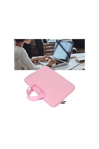 Vkemall 13 İnç Notebook İçin Pembe Sponge Kumaş Bilgisayar Çantası - 360 Koruma, Su Geçirmez, Kaymaz Fermuar - İş Ve Boş Zaman Kullanıma Uygun 35x27x2.5cm
