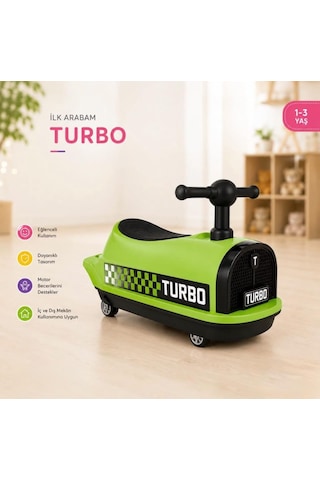 İlk Arabam Turbo Bin Git - Müzikli Ve Işıklı Gelişim Destekleyici Eğitici Çocuk Arabası Yeşil