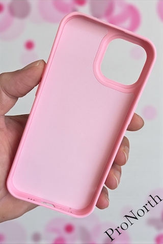 Iphone 15 Uyumlu Kılıf Logolu Lansman Soft Yumuşak Içi Kadife Silikon Kapak Pembe
