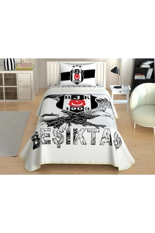 Taç Lisanslı Pike Takımı Beşiktaş Kartal Tek Kişilik