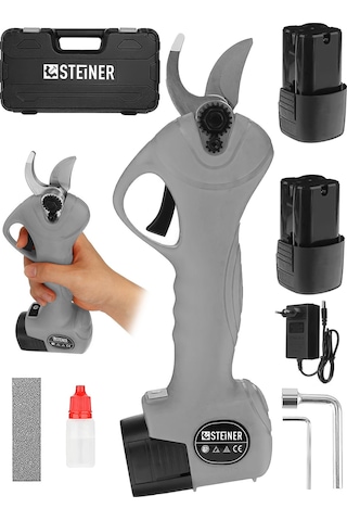 Steiner 128 Vf 10 Ah Kömürsüz Motor Akülü Bağ Makası Çantalı Gri