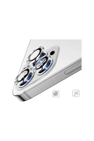 Apple Uyumlu iPhone 13 Pro Kamera Koruyucu Lens Mercek Metal Çerçeveli 3lü Set Gümüş Gri Silver