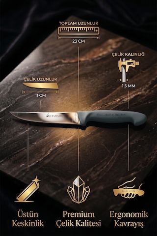 Sürmene Silver Serisi 6 Lı Mutfak Bıçak Seti Gri Sap Et Ekmek Sebze Meyve Kesme Bıçağı Srm-011