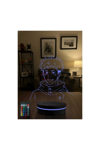 Itadori Yuji Anime Led Gece Lambası 3d Illüzyon Rgb Renk Değiştiren Kumandalı Masa Lambası Çok Renkli
