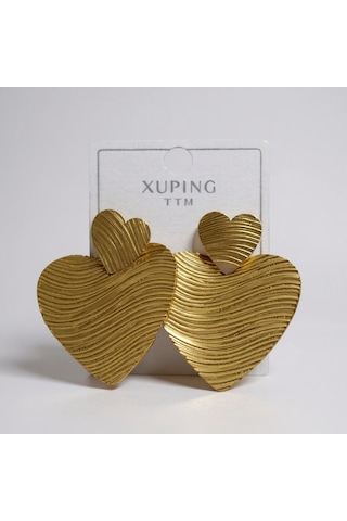 Gold Renk Çelik Kalp Küpe Diğer