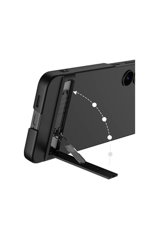 Galaxy S24 Kılıf Zore Kamera Korumalı Dikey Standlı Ays Kapak Siyah