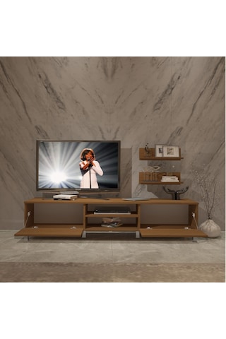 Decoraktiv Eko 4 Slm Dvd Krom Ayaklı Tv Ünitesi Tv Sehpası Ceviz