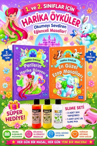1 Ve 2.sınıflar İçin Harika Öyküler - Ezop Masalları - Perilerin Harika Dünyası 2 Kitap