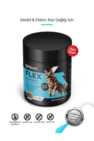 Cutepet Flex Köpek Eklem Ve Kemik Sağlığı Tableti 60 Adet Glukozamin, Kondroitin, Msm Destekli