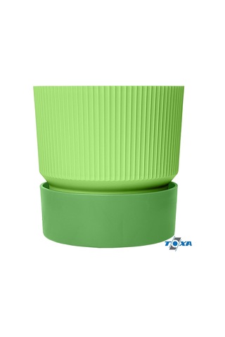 Iksora Saksı Dekoratif Tabaklı Çiçek Kaktüs Saksısı Mat Plastik 1 Adet, Yeşil, 0.4 Litre