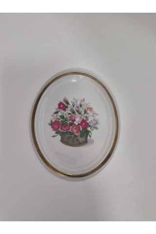 Vintage Dekoratif Çiçek Temalı Porselen Duvar Tabağı 11cm 003
