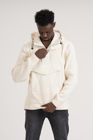 Regular Fit Kapşonlu Kanguru Cepli Sweatshirt krem