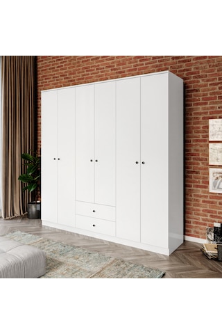 Diamond White 6 Kapaklı,2 Çekmeceli Dolap/gardırop %100mdf