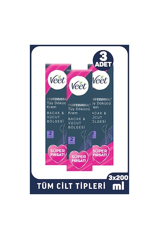 Veet Professional Tüy Dökücü Krem Tüm Cilt Tipleri İçin 200 Ml 3 Adet