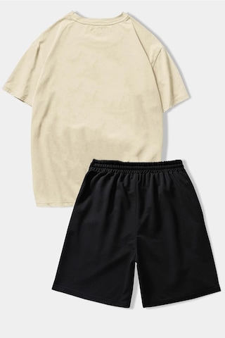 Uyguntarz Unisex Sunshine Baskılı Şort Takım Bej