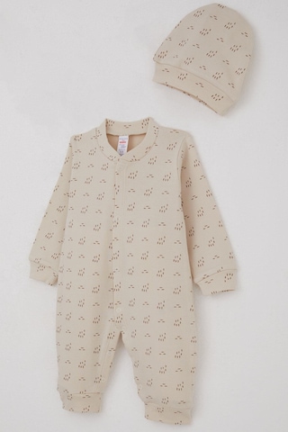 Breeze Erkek Bebek Tulum Desenli 0-6 Ay, Bej Bej